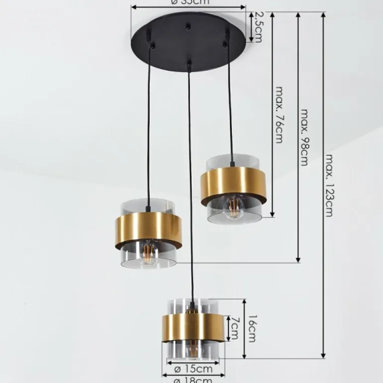 Suspension Traak Noir, 3 lumières