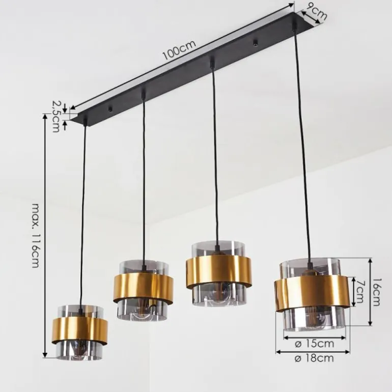 Suspension Traak Noir, 4 lumières