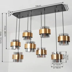 Suspension Traak Noir, 8 lumières