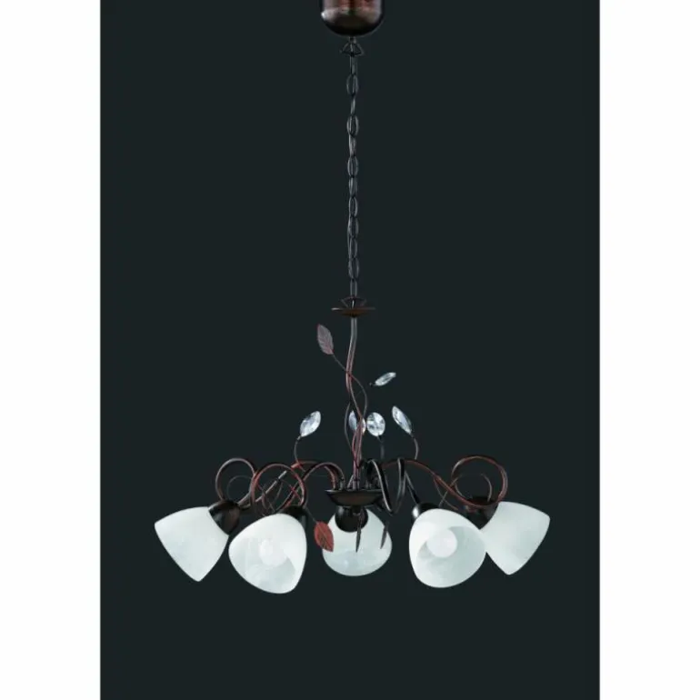 Suspension Trio-Leuchten Traditio Brun foncé, Rouille, 5 lumières