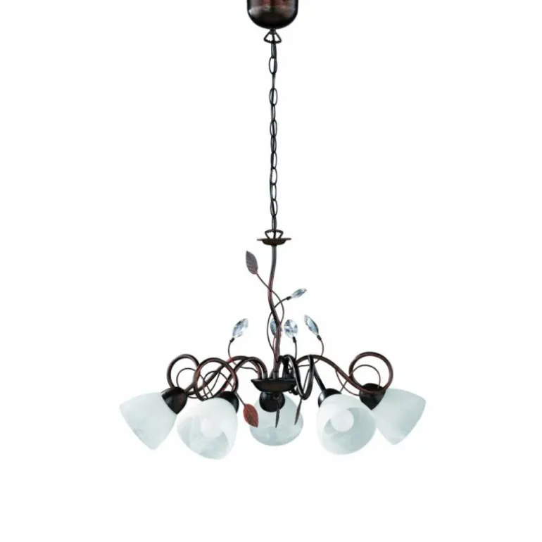 Suspension Trio-Leuchten Traditio Brun foncé, Rouille, 5 lumières