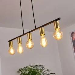 Suspension Tulla Laiton, Noir, 5 lumières
