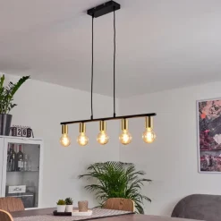 Suspension Tulla Laiton, Noir, 5 lumières