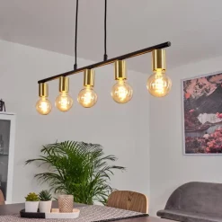 Suspension Tulla Laiton, Noir, 5 lumières