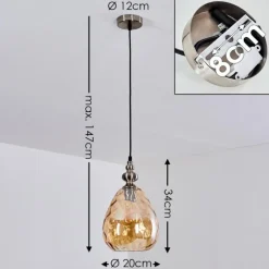 Suspension Uddebo Nickel mat, Noir, 1 lumière