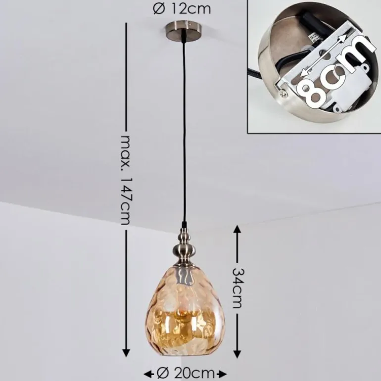 Suspension Uddebo Nickel mat, Noir, 1 lumière