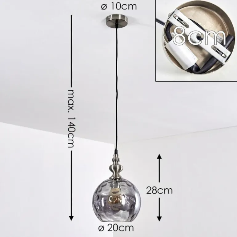 Suspension Uddebo Nickel mat, 1 lumière