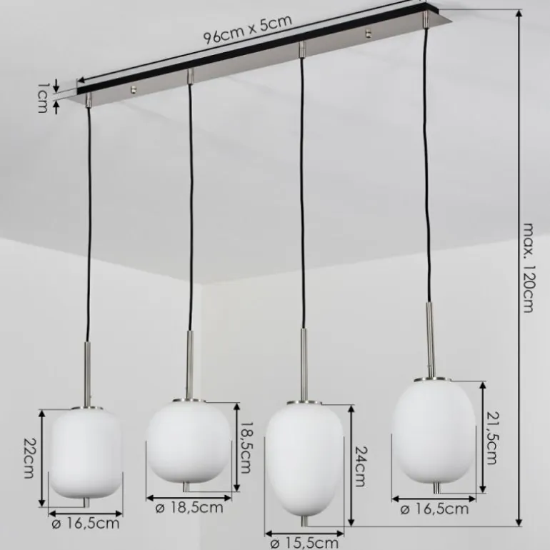 Suspension Verbania Blanc, 4 lumières