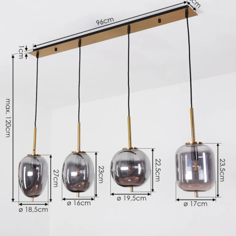 Suspension Verbania Laiton, 4 lumières