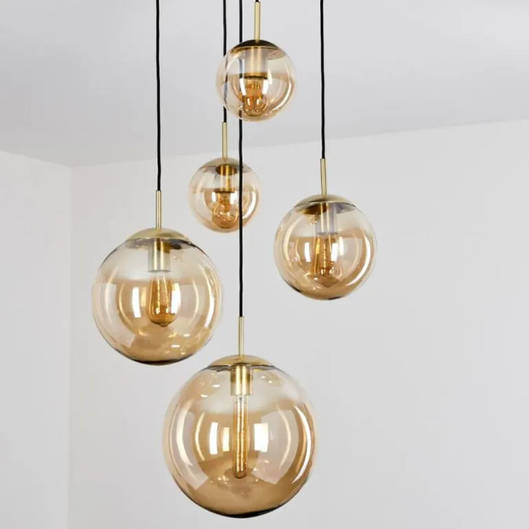 Suspension Verbania Laiton, Noir, 5 lumières
