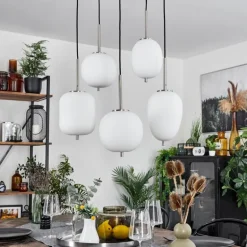 Suspension Verbania Nickel mat, 5 lumières