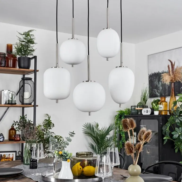 Suspension Verbania Nickel mat, 5 lumières