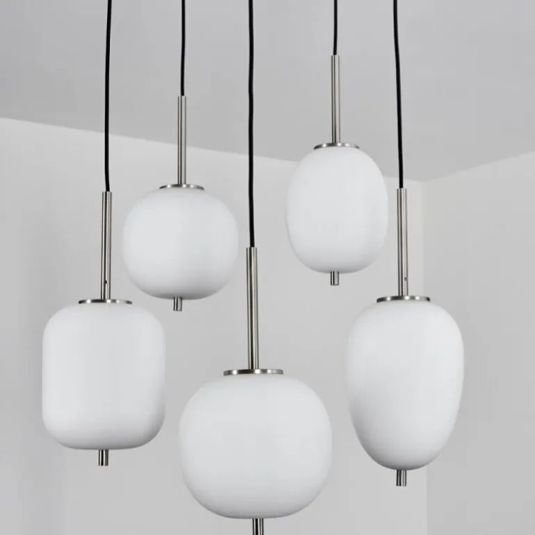 Suspension Verbania Nickel mat, 5 lumières