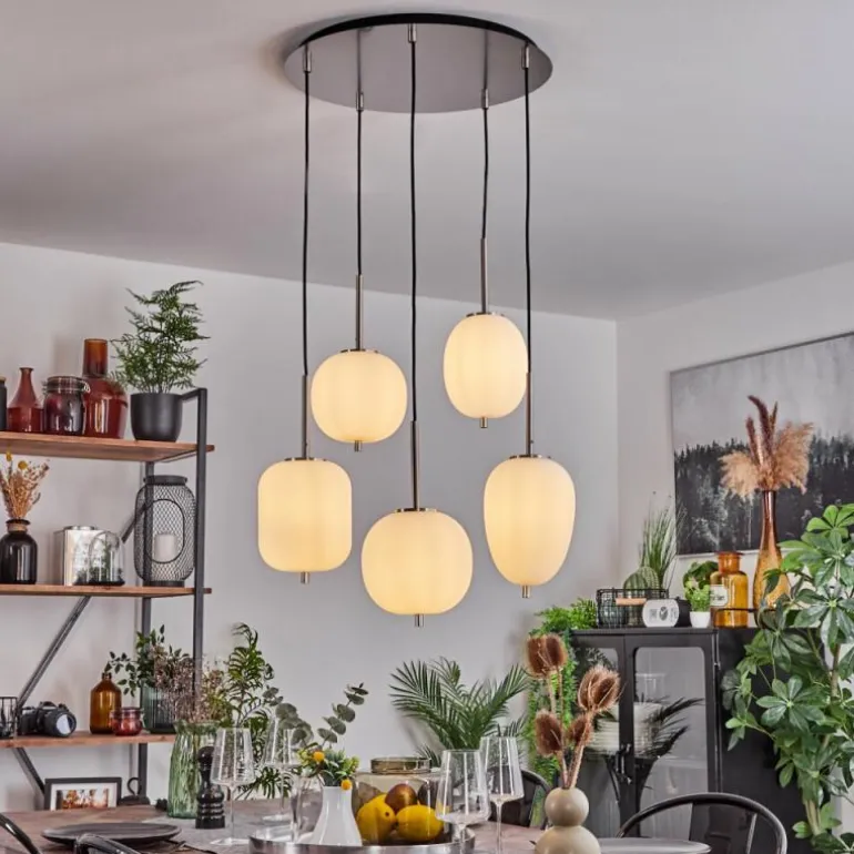 Suspension Verbania Nickel mat, 5 lumières