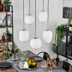 Suspension Verbania Nickel mat, 5 lumières