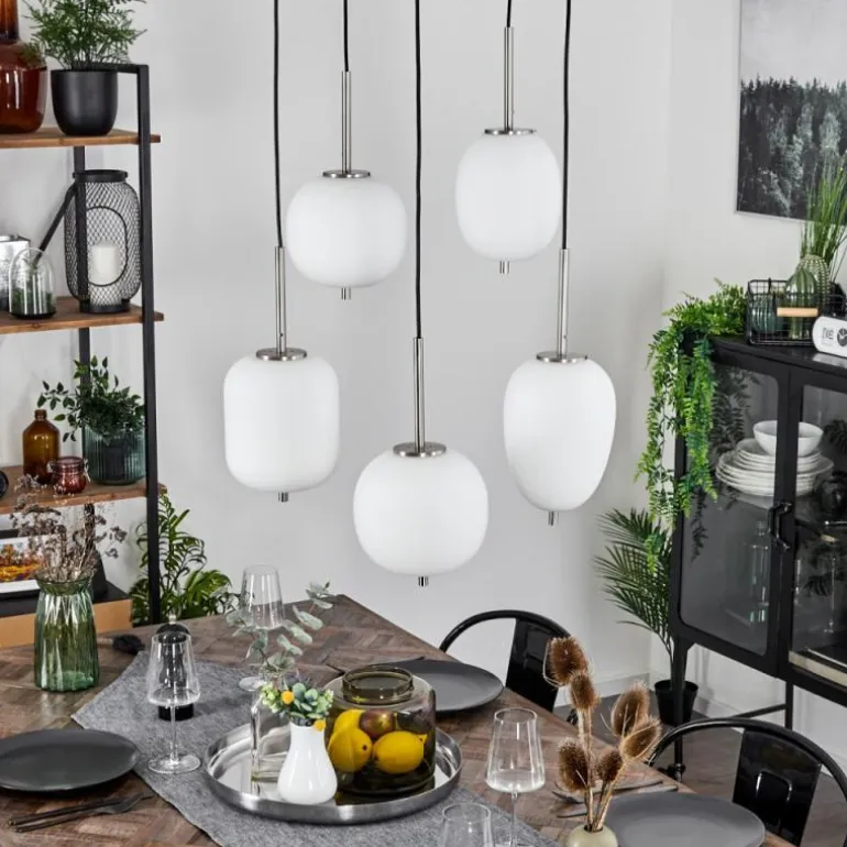 Suspension Verbania Nickel mat, 5 lumières