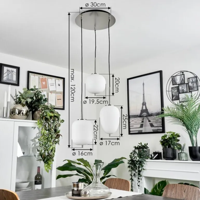Suspension Verbania Nickel mat, 3 lumières