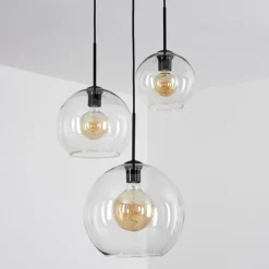 Suspension Verre 20 cm, 25 cm, 30cm Koyoto Clair, 3 lumières
