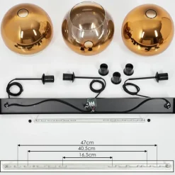 Suspension Verre 25 cm Koyoto Or, Clair, 3 lumières