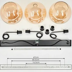 Suspension Verre 30 cm Koyoto Ambre, 3 lumières