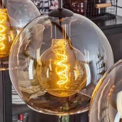 Suspension Verre 25 cm Koyoto Ambre, 4 lumières
