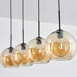 Suspension Verre 25 cm Koyoto Ambre, 4 lumières