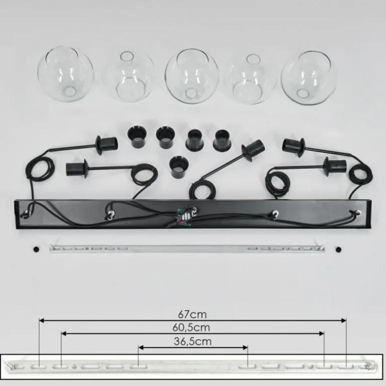 Suspension Verre 15 cm Koyoto Clair, 5 lumières