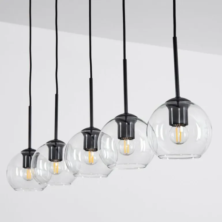 Suspension Verre 15 cm Koyoto Clair, 5 lumières