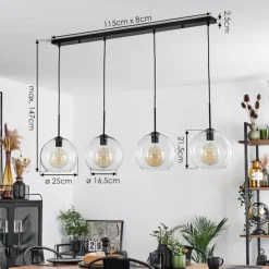 Suspension Verre 25 cm Koyoto Clair, 4 lumières