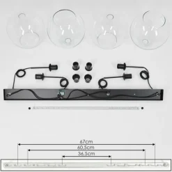 Suspension Verre 25 cm Koyoto Clair, 4 lumières