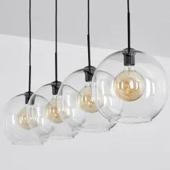 Suspension Verre 30 cm Koyoto Clair, 4 lumières