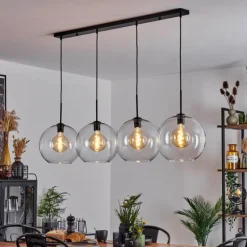 Suspension Verre 30 cm Koyoto Clair, 4 lumières