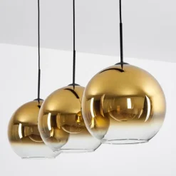 Suspension Verre 30 cm Koyoto Or, Clair, 3 lumières