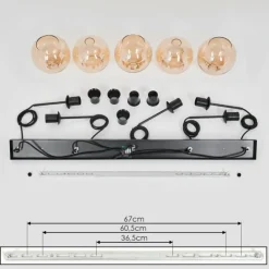 Suspension Verre 15 cm Koyoto Ambre, 5 lumières