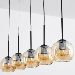 Suspension Verre 15 cm Koyoto Ambre, 5 lumières