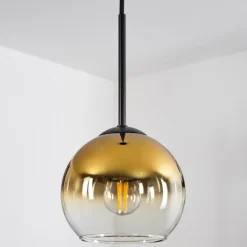 Suspension Verre 15 cm Koyoto Or, Clair, 1 lumière