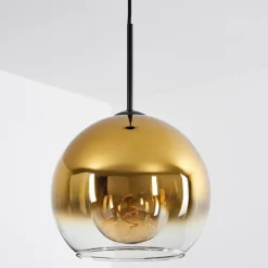 Suspension Verre 25 cm Koyoto Or, Clair, 1 lumière