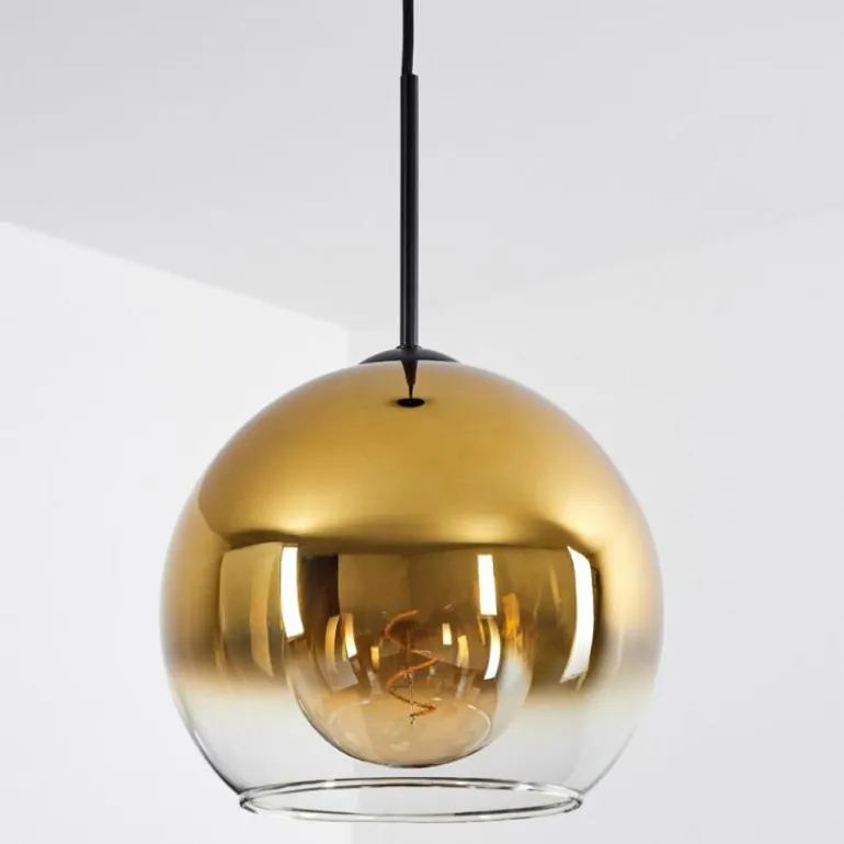 Suspension Verre 25 cm Koyoto Or, Clair, 1 lumière