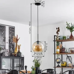 Suspension Verre 25 cm Koyoto Ambre, 1 lumière