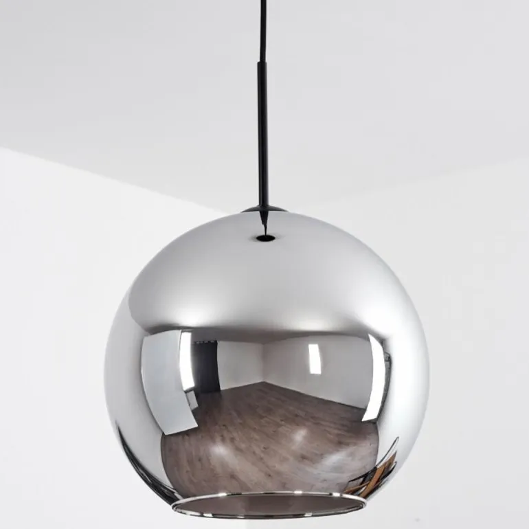 Suspension Verre 30 cm Koyoto Chrome, 1 lumière