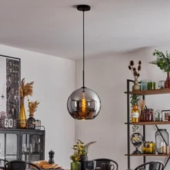Suspension Verre 30 cm Koyoto Chrome, 1 lumière