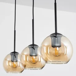Suspension Verre 15 cm Koyoto Ambre, 3 lumières