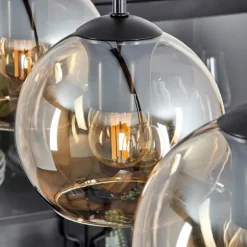 Suspension Verre 15 cm Koyoto Ambre, 4 lumières