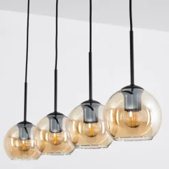 Suspension Verre 15 cm Koyoto Ambre, 4 lumières