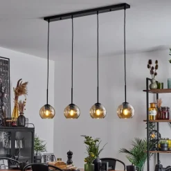 Suspension Verre 15 cm Koyoto Ambre, 4 lumières
