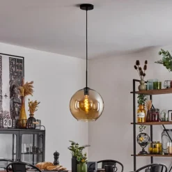 Suspension Verre 30 cm Koyoto Ambre, 1 lumière