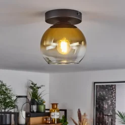 Suspension Verre 15 cm Koyoto Or, Clair, 1 lumière