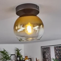 Suspension Verre 15 cm Koyoto Or, Clair, 1 lumière