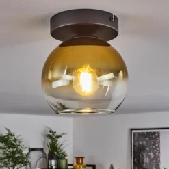 Suspension Verre 15 cm Koyoto Or, Clair, 1 lumière