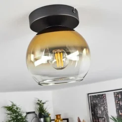 Suspension Verre 15 cm Koyoto Or, Clair, 1 lumière